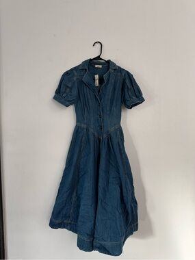 Pilcro Blue Denim Fit-and-Flare Maxi Dress